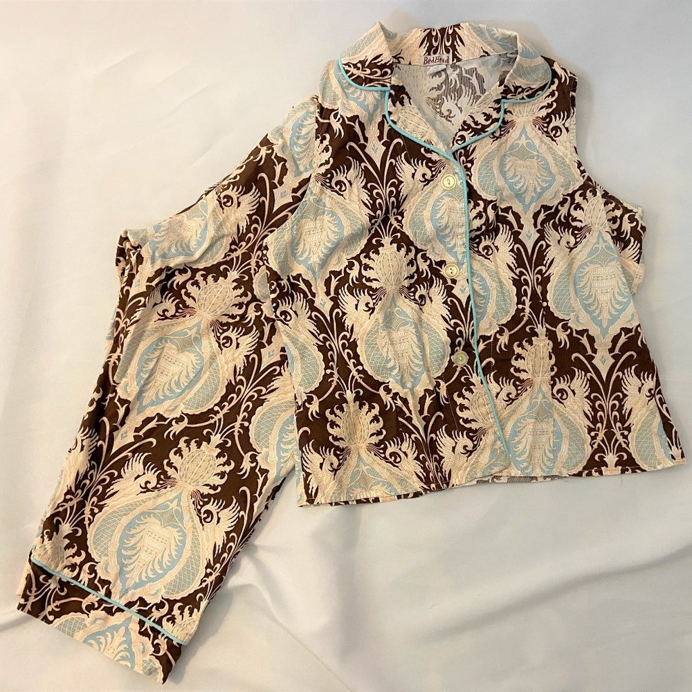 Women's BedHead Pajamas Size Large Two Piece Sleeveless Top Cropped Bottoms